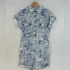 BODEN Blue White Pocket Detail Romper Playsuit Mountain Spring Exotic Leaves 6R